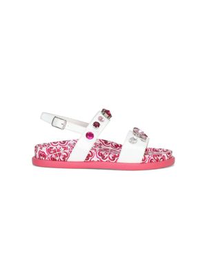 Dolce & Gabbana Kids sandales à ornements de cristal - Blanc
