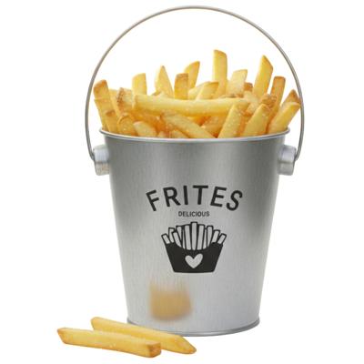 Gerimport Patat serveer emmertje - frites - zilver - metaal - 10 x 10 cm - serveren
