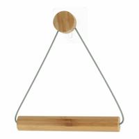 Toiletrolhouder Malmo - hout - groen/naturel - wand/muur - zelfklevend - bamboe/metaal - zonder bore