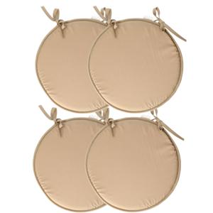 Stof Textile Home stoelkussens - 4x - beige - D40 x H3 cm - voor binnen - rond
