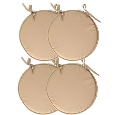 Stof Textile Home stoelkussens - 4x - beige - D40 x H3 cm - voor binnen - rond