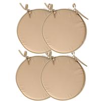Stof Textile Home stoelkussens - 4x - beige - D40 x H3 cm - voor binnen - rond