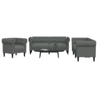 3-delige Loungeset stof donkergrijs