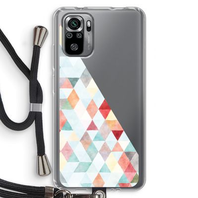 Gekleurde driehoekjes pastel: Xiaomi Redmi Note 10S Transparant Hoesje met koord