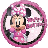 Folieballon Minnie Mouse Happy Birthday Rond - 43 cm - thumbnail