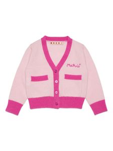 Marni Kids cardigan en laine mélangée à logo brodé - Rose