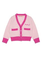 Marni Kids cardigan en laine mélangée à logo brodé - Rose