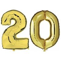 Feestartikelen gouden folie ballonnen 20 jaar decoratie - thumbnail