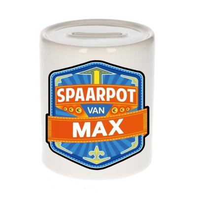 Kinder spaarpot met naam - Max - keramiek - met dop - wit - Sparen - Spaargeld van Max
