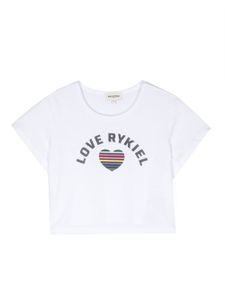 SONIA RYKIEL ENFANT t-shirt crop à logo imprimé - Blanc