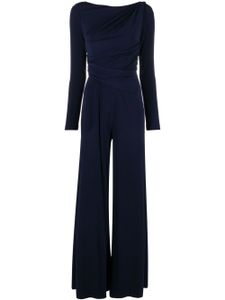 Talbot Runhof gathered wide-leg jumpsuit - Bleu