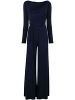 Talbot Runhof gathered wide-leg jumpsuit - Bleu - thumbnail