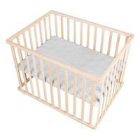 Babybox - ROBA - 75 x 100 cm - Inclusief grijze boxmat 'Roba Style' - Wielen - Natuurlijk hout