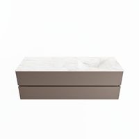 MONDIAZ VICA-DLUX 150cm badmeubel onderkast Smoke 2 lades. Inbouw wastafel CLOUD rechts zonder kraangat, kleur Ostra.