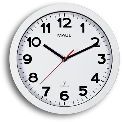 MAULstep wandklok, radiogestuurd, diameter 30 x 5 cm, kunststof kader, wit