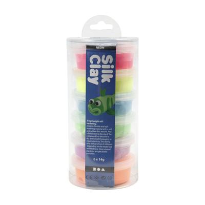 Silk Clay neon kleuren, 6x14gr.