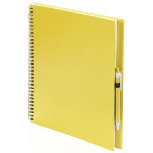 3x Schetsboeken/tekenboeken geel A4 formaat 80 vellen inclusief pennen