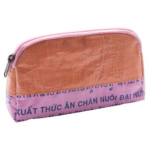 Toilettasje van gerecycled materiaal, groen/roze