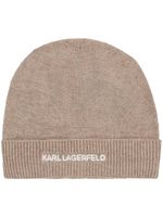 Karl Lagerfeld bonnet nervuré à logo brodé - Tons neutres