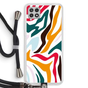 Colored Zebra: Samsung Galaxy A22 4G Transparant Hoesje met koord