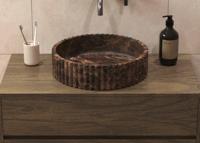 Salenzi Emperador Bruin Waskom 40x40x10cm Geribbeld Opbouwmodel