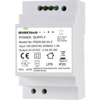 Basetech PSDD-60-24-2 DIN-rail netvoeding 24 V 2.5 A 60 W Aantal uitgangen: 2 x Inhoud: 1 stuk(s)