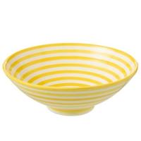 J-Line Lebrillo Bowl Granada Stripes Ceramic White|Yellow