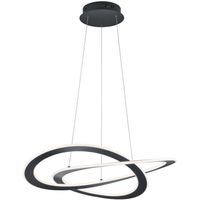 LED Hanglamp - Hangverlichting - Trion Oaky - 52W - Warm Wit 3000K - Dimbaar - Rond - Mat Antraciet - Aluminium - thumbnail