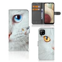 Samsung Galaxy A12 | Telefoonhoesje | Met pasjeshouder | Witte Kat