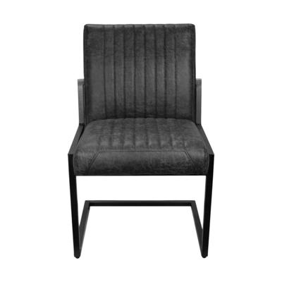 Leen Bakker - HSM Eetkamer Stoel Texas - Leder - Grafiet - Metaal/Leder - Grijs - 50x55x85 Cm