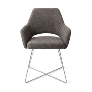 Jesper Home Yanai eetkamerstoel Amazing Grey cross steel
