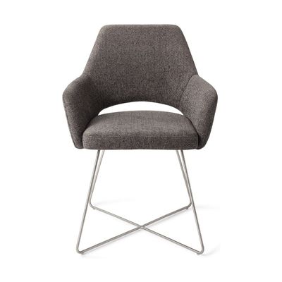 Jesper Home Yanai eetkamerstoel Amazing Grey cross steel