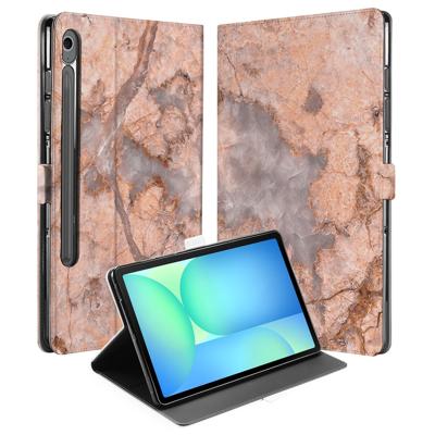 Samsung Galaxy Tab S10 FE | Tab S9 FE Tablet Hoesje Marmer Oranje met Standaard