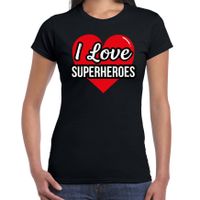 I love superheroes / superhelden verkleed t-shirt zwart voor dames - Outfit verkleed feest