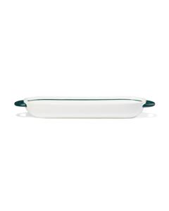 HEMA Serveerschaal 34x12cm Tafelgenoten New Bone Wit Met Groen (donkergroen)