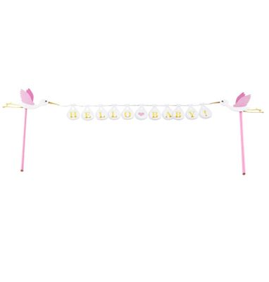 Cake Topper &apos;Hello Baby&apos; Roze