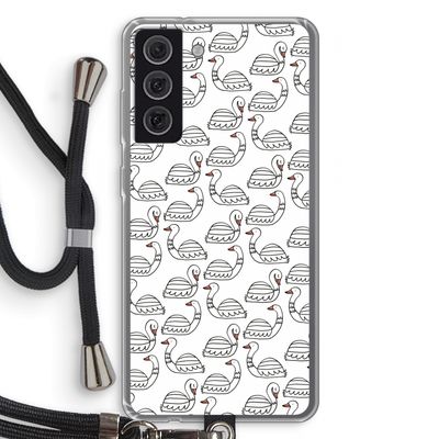 Zwanen: Samsung Galaxy S21 FE Transparant Hoesje met koord