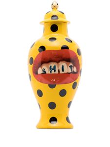 Seletti vase en céramique Toiletpaper à pois - Jaune