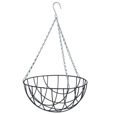Nature Hanging basket - metaaldraad - donkergrijs - 17 x 35 cm - hangende bloemen
