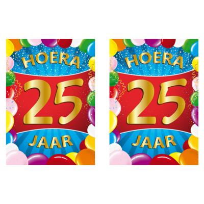 Verjaardag deurposter - 2x - 25 jaar - multi - 59 x 84 cm - leeftijd feestartikelen Verjaardag deurposter - 2x - 25 jaar - multi - 59 x 84 cm - leeftijd feestartikelen