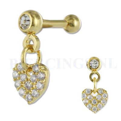 Helix goud kleur hangend hart kristallen