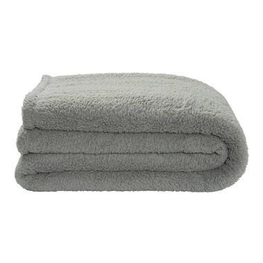 Sprei Teddy - grijsgroen - 240x220 cm - Leen Bakker
