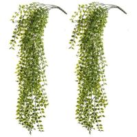 2x Kantoor Ficus kunstplanten hangende tak 80 cm UV bestendig   -