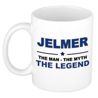 Naam cadeau mok/ beker Jelmer The man, The myth the legend 300 ml - Naam mokken