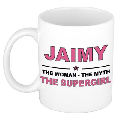 Jaimy cadeau mok - Woman Myth Supergirl - naam koffiemok - 300 ml - collega - moederdag