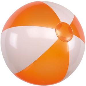 Opblaasbare speelgoed strandbal - oranje/wit - dia 28 cm - Strandballen