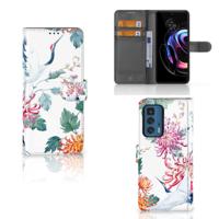 Motorola Edge 20 Pro | Telefoonhoesje | Met pasjeshouder | Bird Flowers