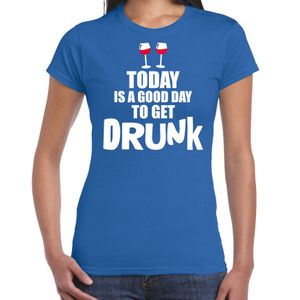 Blauw fun t-shirt good day to get drunk voor dames