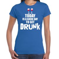 Blauw fun t-shirt good day to get drunk voor dames - thumbnail