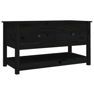 The Living Store Salontafel Massief Grenenhout - Zwart - 102 x 49 x 55 cm (B x D x H)